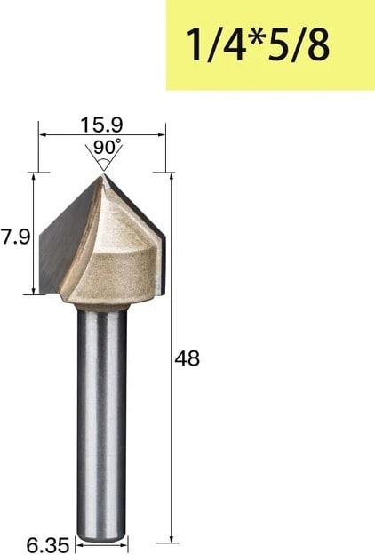 V00116 Tideway 90 Derece V-Tipi Ağaç Işleme Freze Kesici Karbür Cnc Router Bit V Oluk Ahşap Mdf Kesme Planya Gravür (Yurt Dışından)