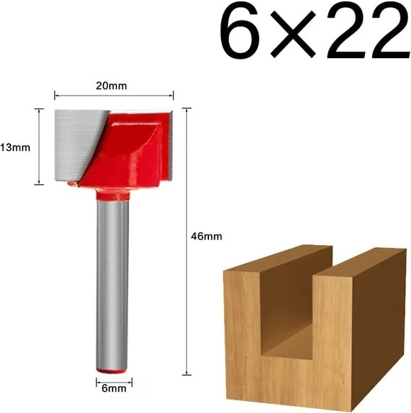6X22MM 6mm Shank Yüzey Planya Alt Temizleme Ahşap Freze Cnc Kesici Gravür Bıçağı Yönlendirici Bit Ağaç Işleme Aleti 10-32MM (Yurt Dışından)