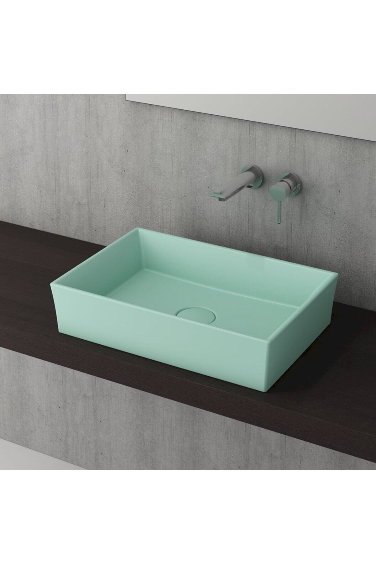 Vessel Tezgah Üstü Lavabo 56x38 Cm Yeşil 1172-033-0125