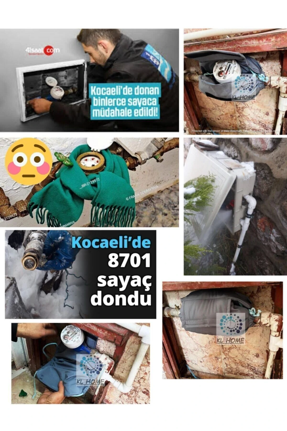 Kar Kışın Donmaya Karşı Ev Su Saati Sayaca Koruma Isı Ceketi Izolasyon (taşyünü )