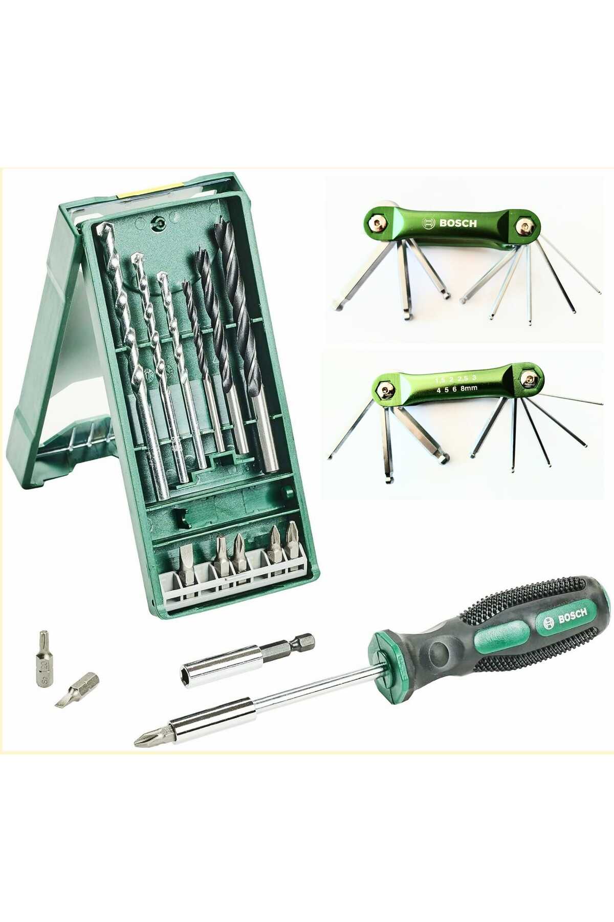 BOSCH Gsb 120 Li Darbeli Vidalama (Tek Akü),X-Line 15 Parça Mini Aksesuar Seti,Allen,Tornavida,Metre