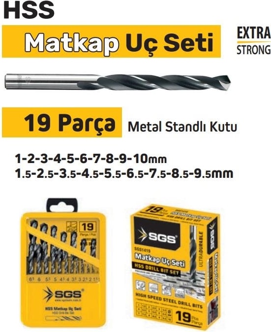 SGS 19 Parça Hss Matkap Ucu Seti