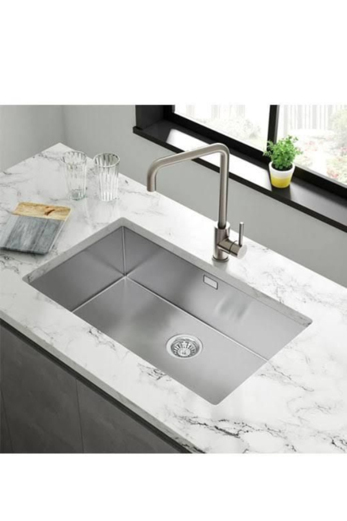 Tam Kare Mermer Altı Eviye 40x71 71