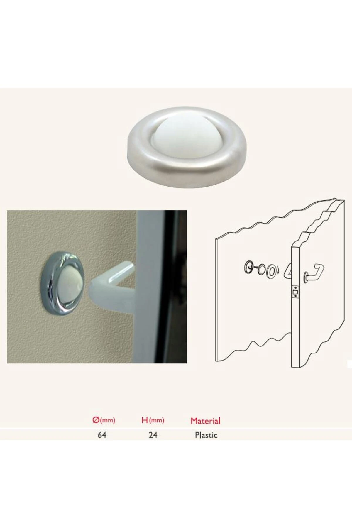 Kapı Pencere Tamponu Duvar Bağlantılı Parlak Krom