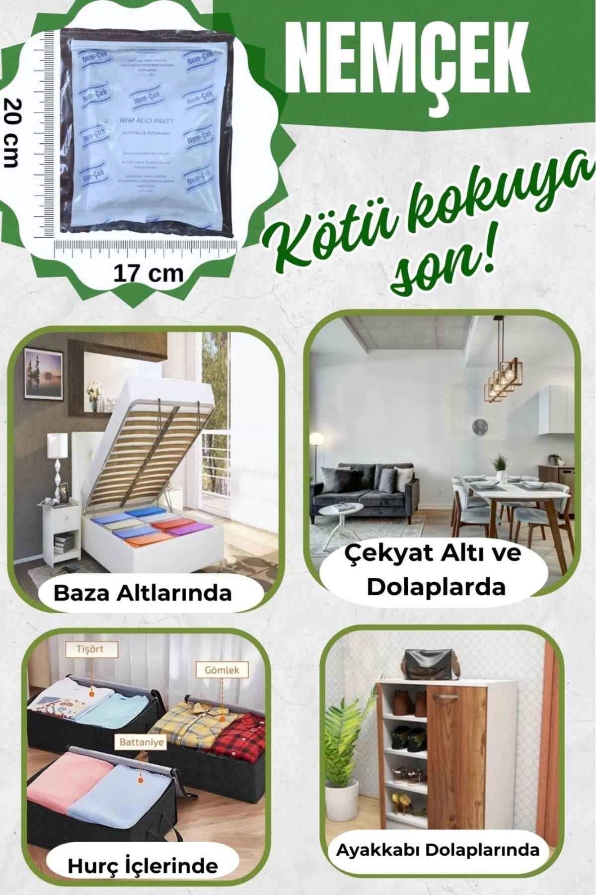 Ev Nemçek, Nem Alıcı Tutucu Rutubet Giderici Önleyici Korozyon Önleyici Koku Giderici 250 gr 1 Paket