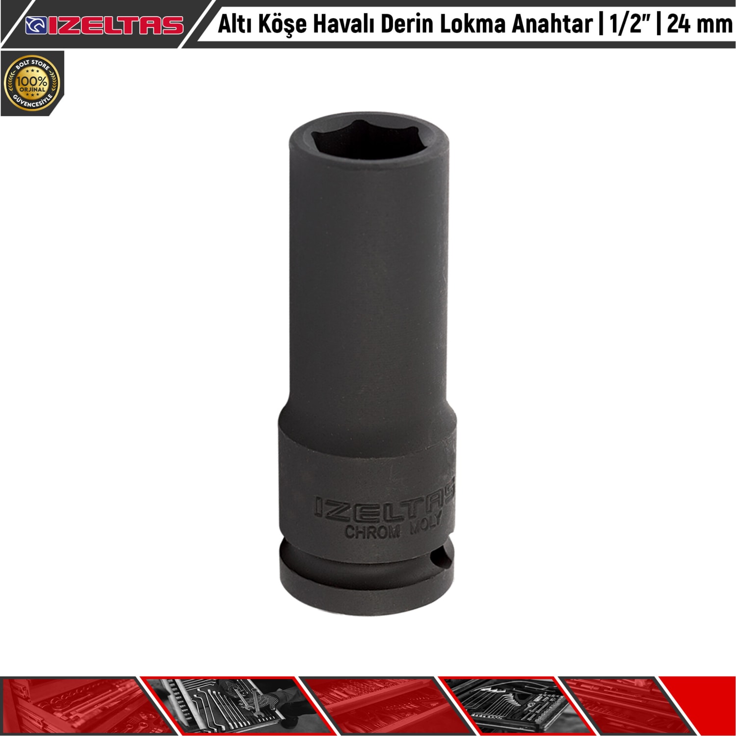 Altı Köşe Havalı Derin Lokma Anahtar | 1/2” | 24 mm