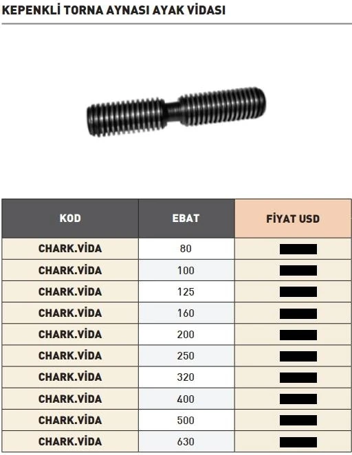 200MM Harvest Kepenkli Torna Aynası Ayak Vidası