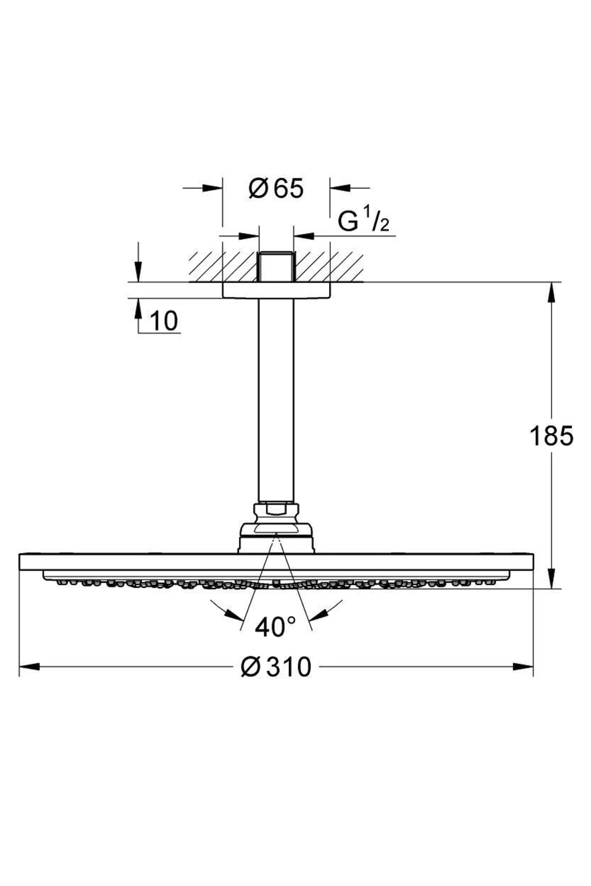 Rainshower Cosmopolitan Tepe Duşu Ve Tavan Dirseği 142mm Brushed Cool Sunrise - 26067gn0