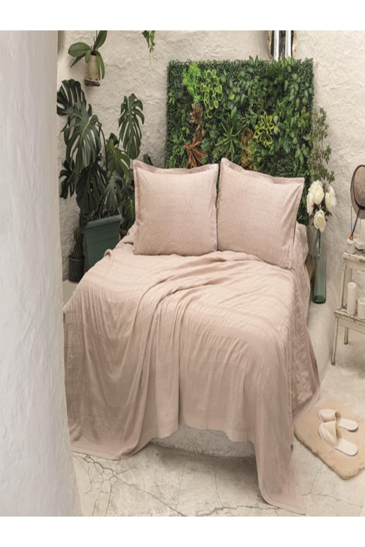 River Sand %100 Pamuklu Fitted Çarşaflı Tek Kişilik Pike Takımı 170x230 Cm