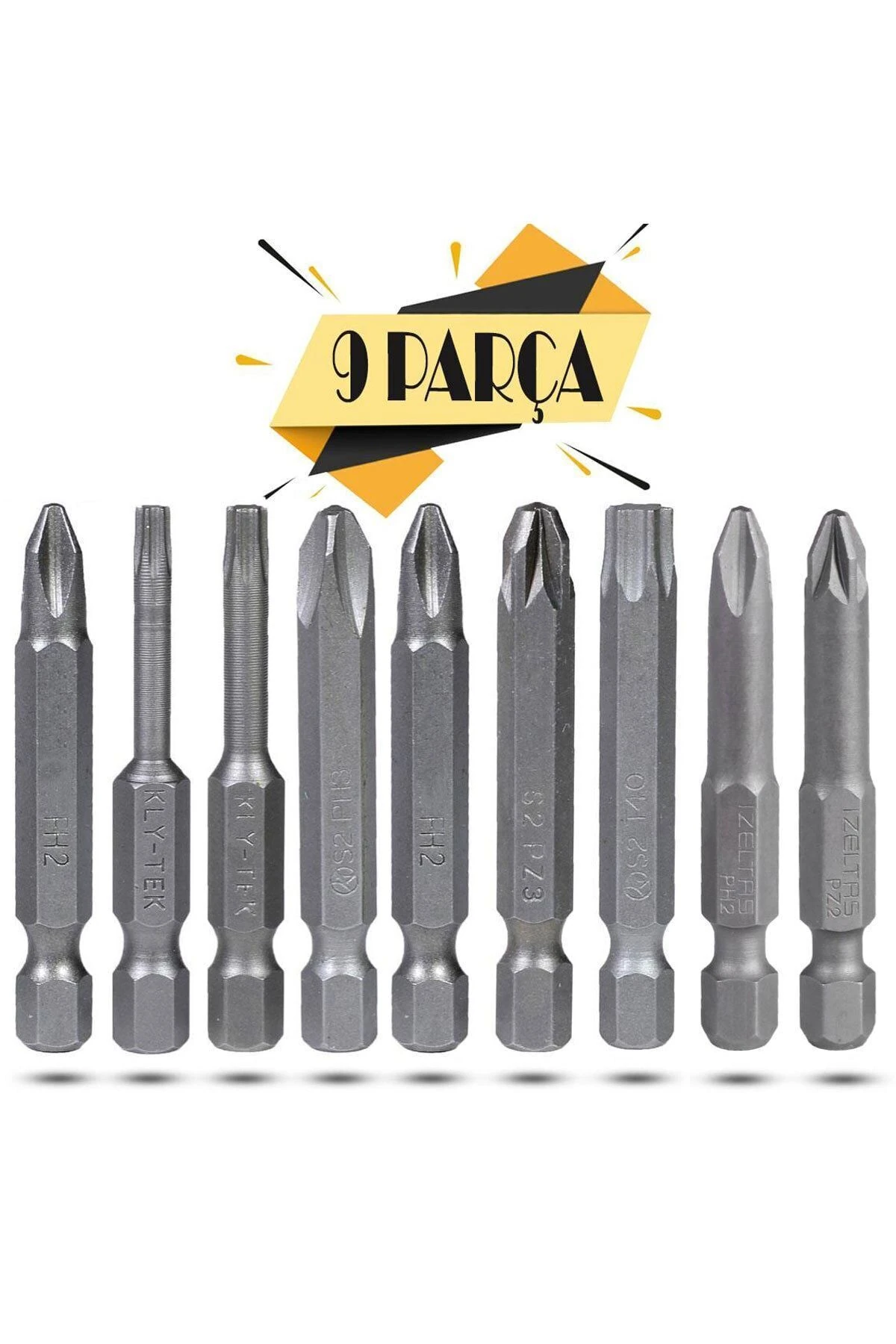 -klytek Matkap Bits Uç Vidalama Ucu Düz Yıldız Torx Ph Pz Uç (9 Parça)