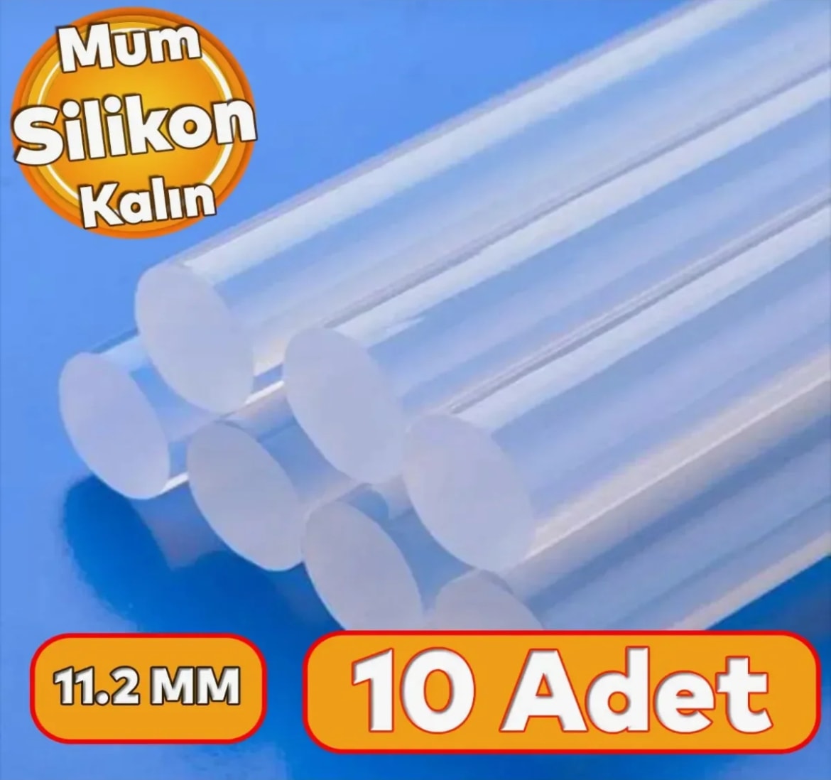 Kalın Mum Silikon 11.2 mm Çubuk Sıcak Silikon Hobi Süs Hediyelik Eşya Maket Yapıştırma 10 Adet