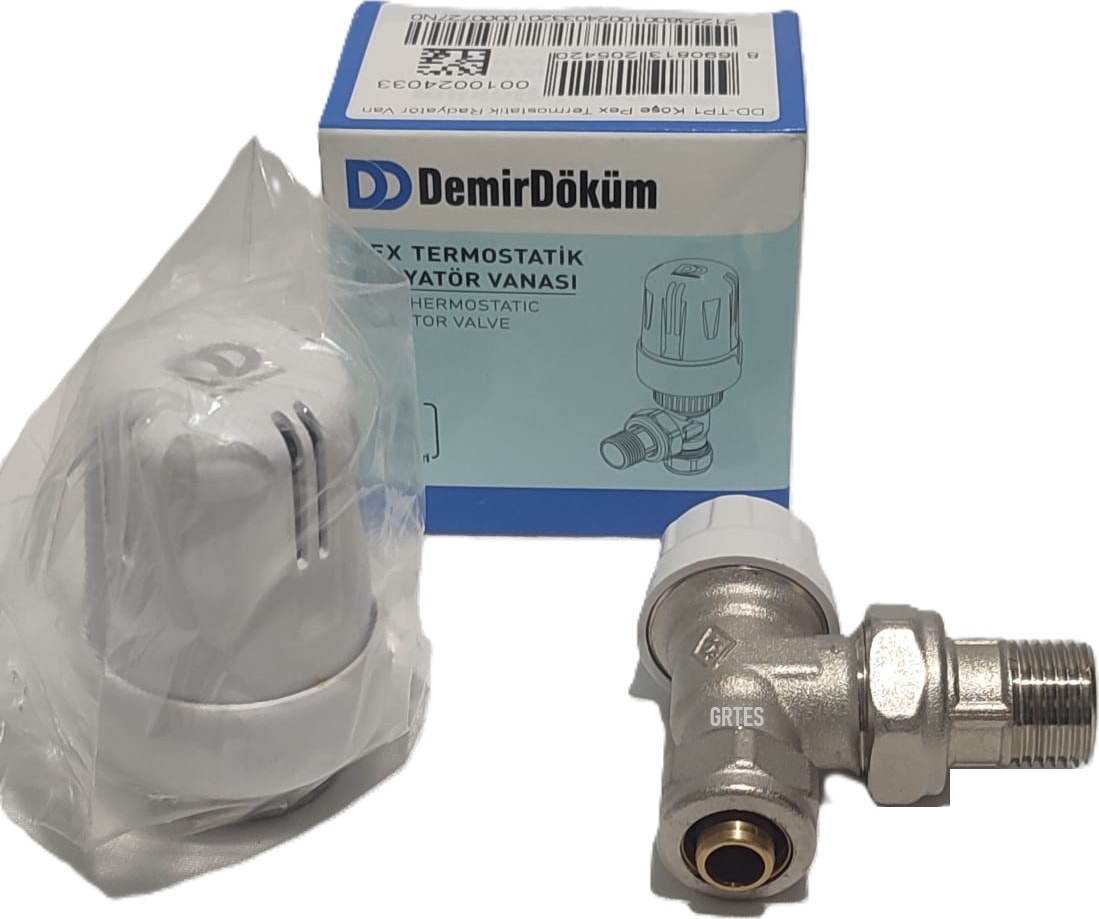 (4'lü Paket) Dd-Tp1 Köşe Pex Termostatik Radyatör Vanası - Thermostatic Radiator Valve