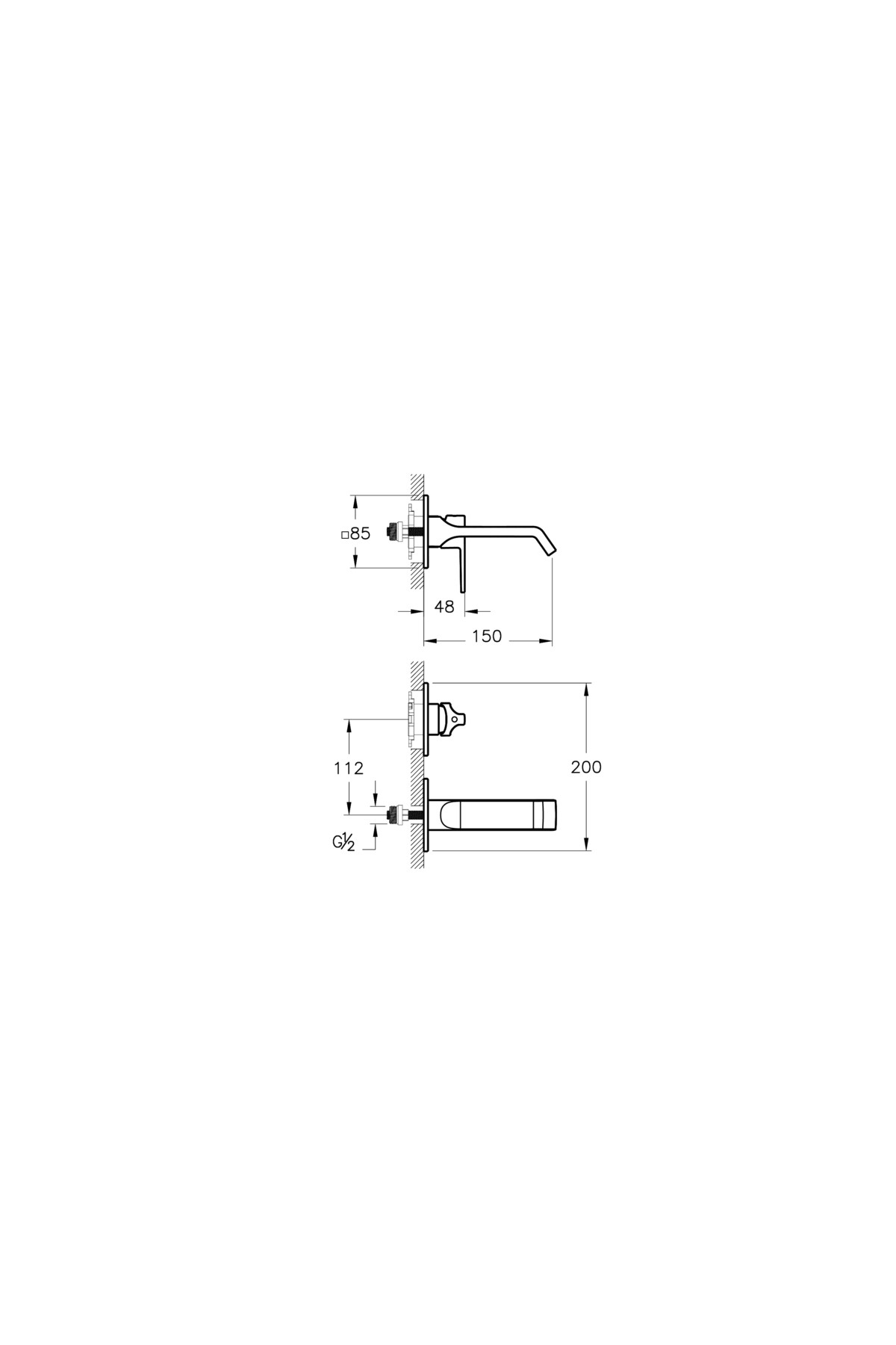 Suit A42782 Ankastre Lavabo Bataryası, Sıva Üstü, Krom