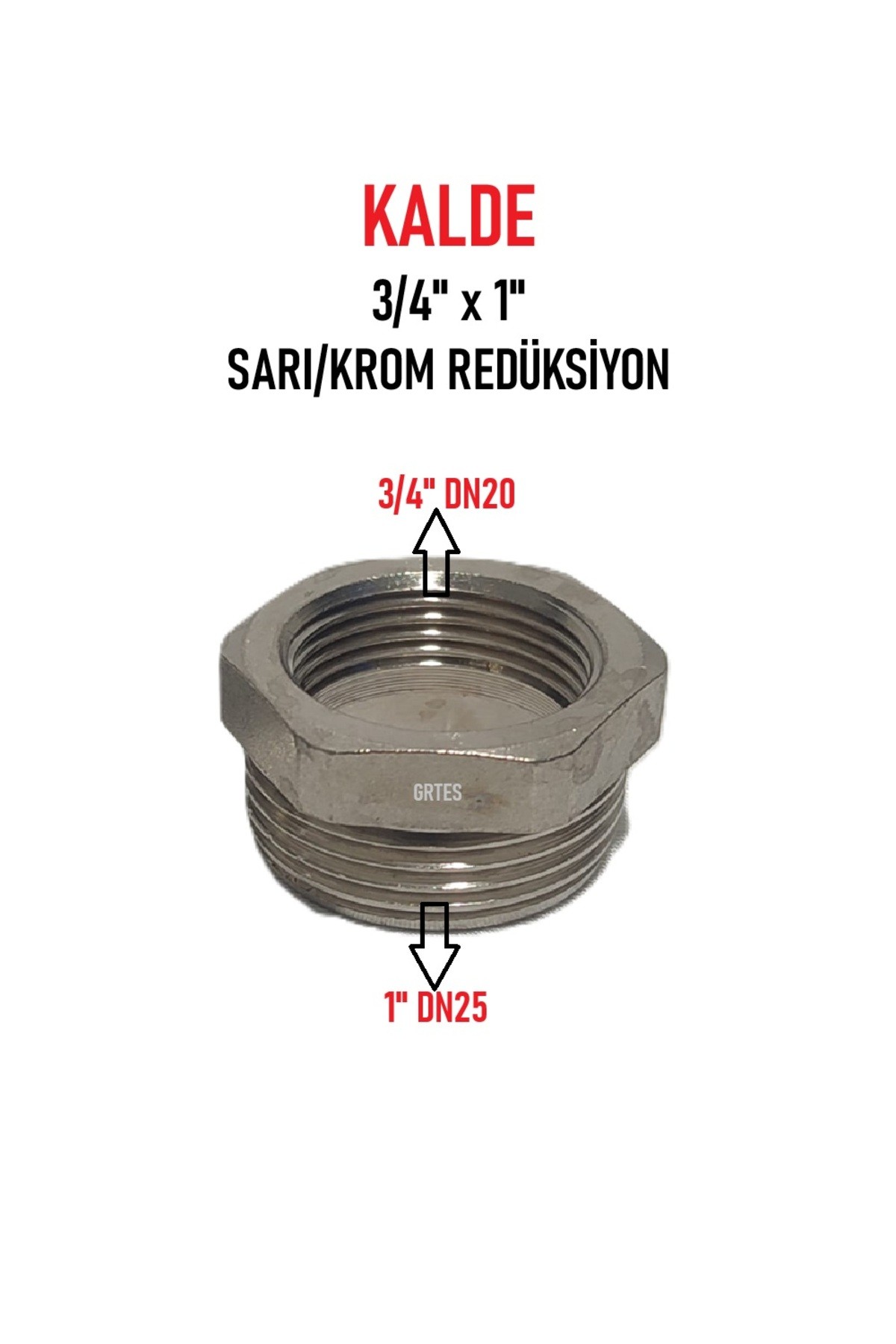 (10'lu Pake) 3/4" x 1" Sarı/Krom Redüksiyon - Brass Reduction