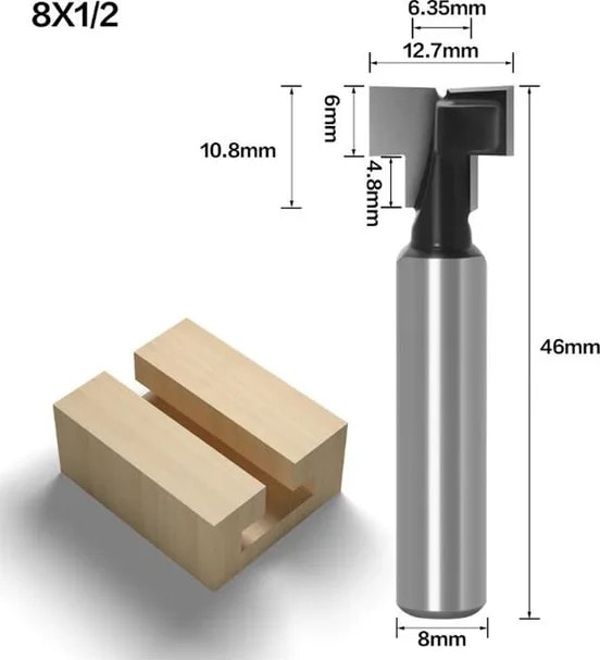 8mm Shank No3 6MM/6.35MM/8MM Shank T-Yuvası Anahtar Deliği Kesici Ahşap Yönlendirici Bit Karbür Kesici Ahşap Altıgen Cıvata T-Track Planya Freze Kesici (Yurt Dışından)