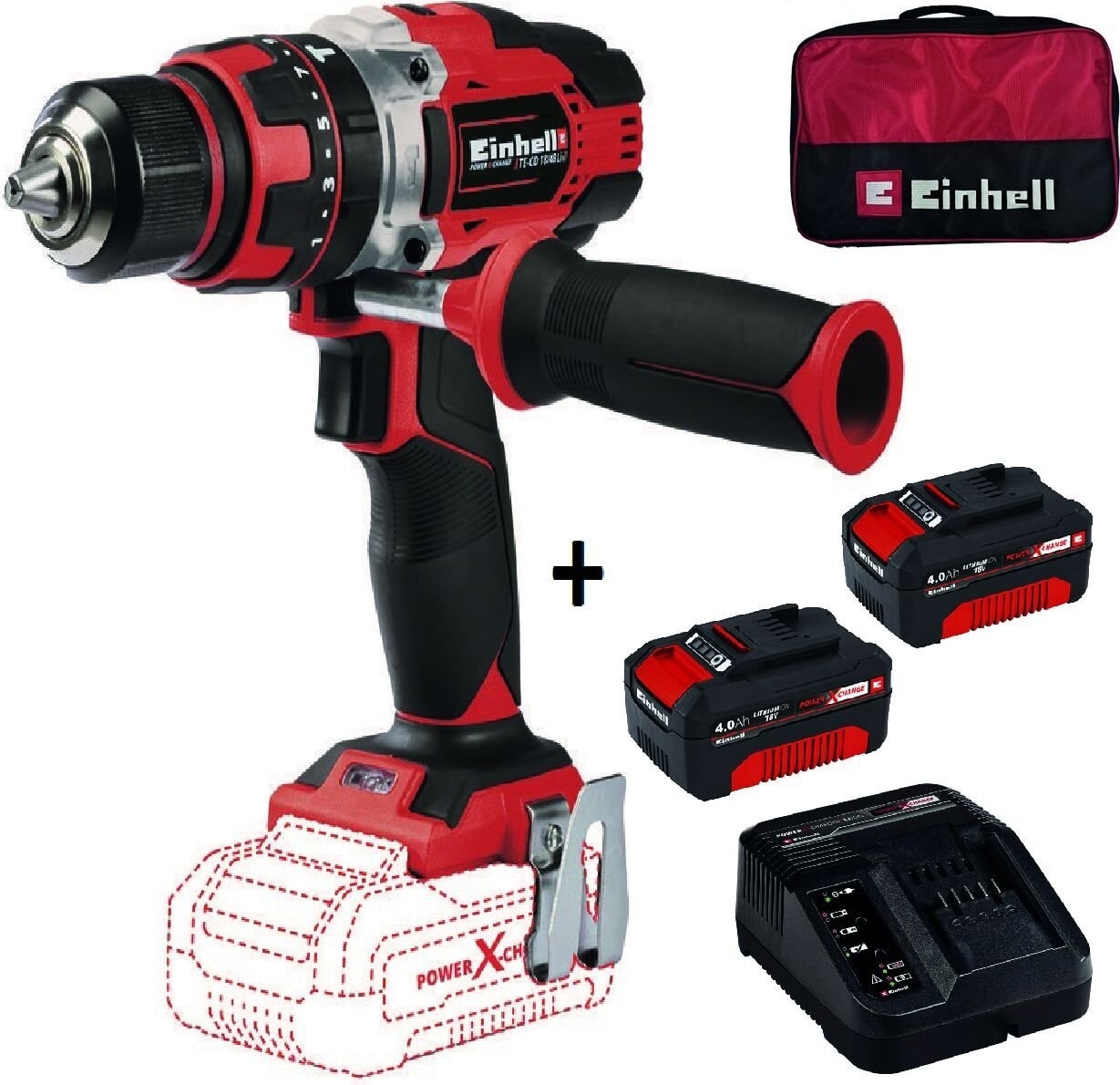 EİNHELL Te-Cd 18/48 Li-I Akülü Darbeli Vidalama + 2x4 Ah Starterkit + Bez Çanta