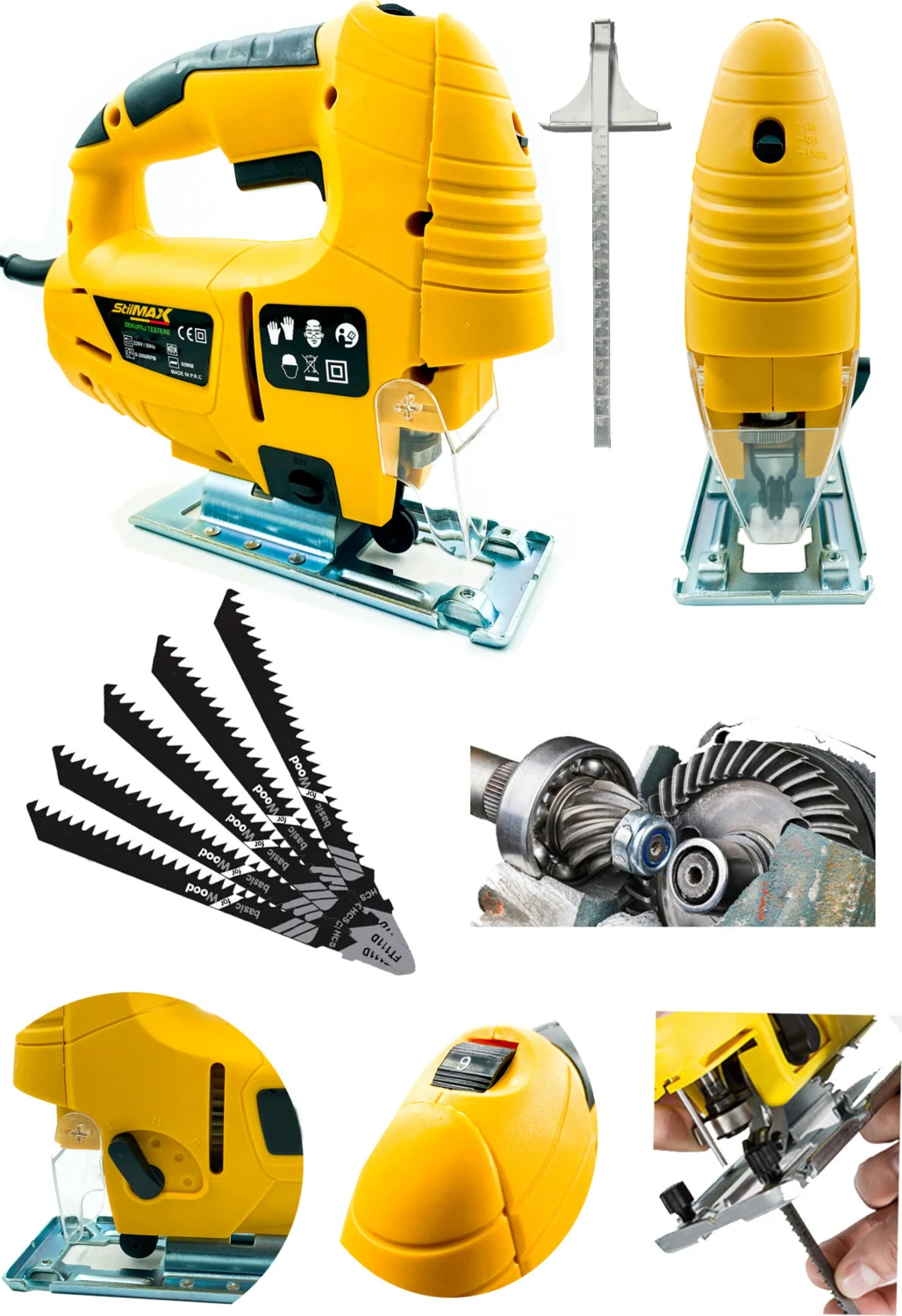 Bakır Sargılı 4000W Metal Dişli Devir ve Pandül Ayarlı Ahşap Metal Kesme Dekupaj Testere Lazer