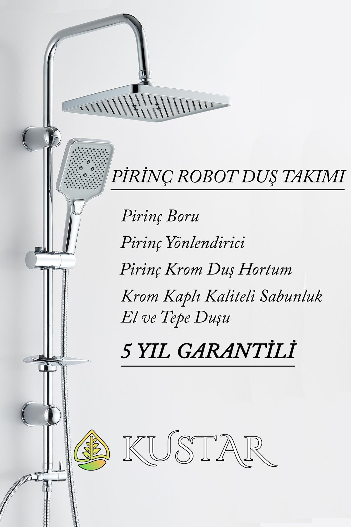 Pekin Krom Fonksiyonlu Robot Duş Seti Yağmurlama Tepeleme Duş Sistemleri 5 Yıl Garanti %100 Pirinç