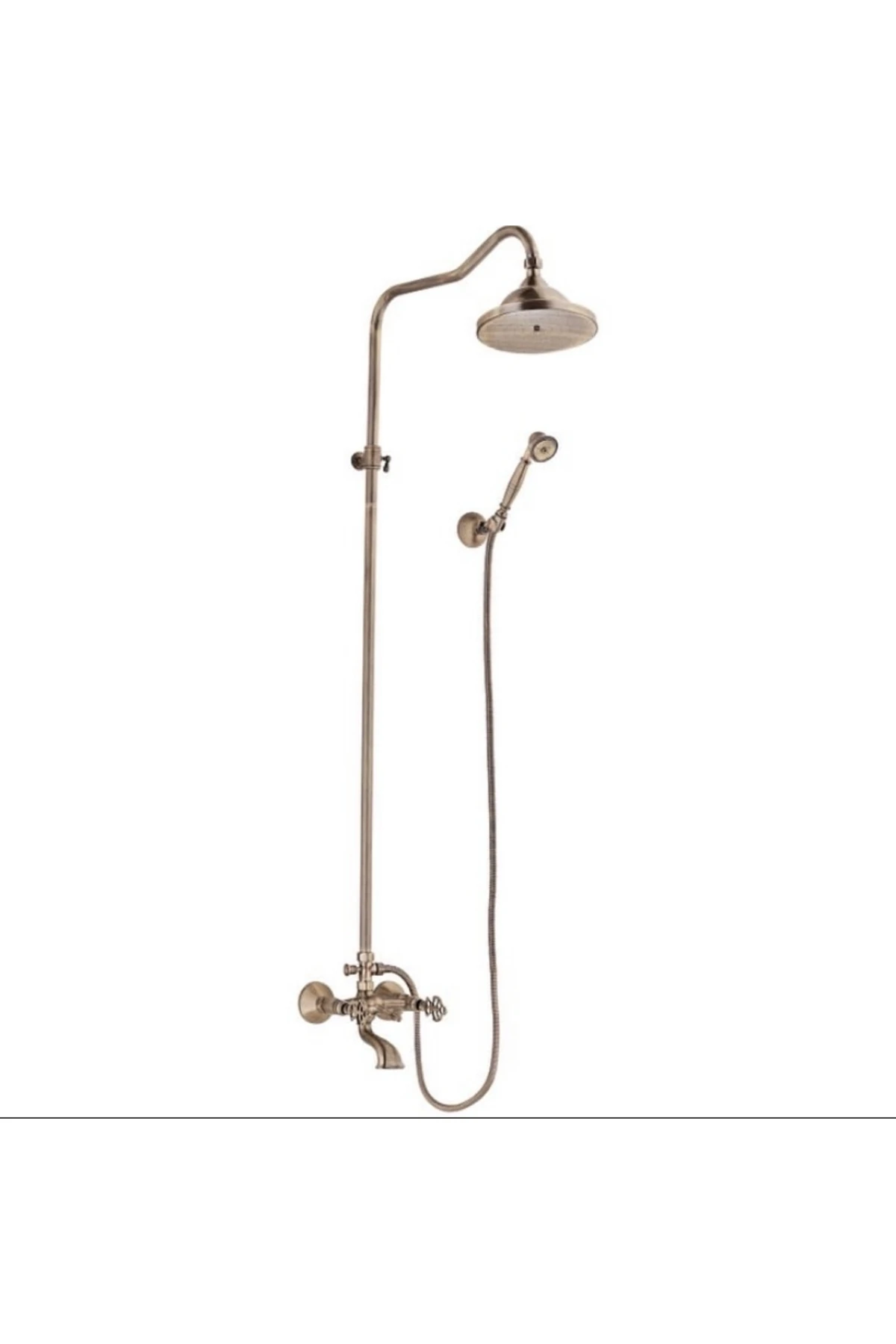 Mat Gold Duş Sistemi Antik Gold Duş Seti Tepe Yağmurlamalı Vintage Duş Başlığı Komple Pirinç Batarya