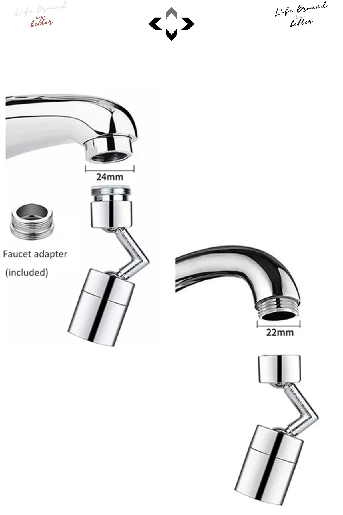 720° Dönebilen Musluk Başlığı Su Tasarruflu Döner Başlık Aparatı Mutfak ve Lavabo Ucu Sprey Başlık