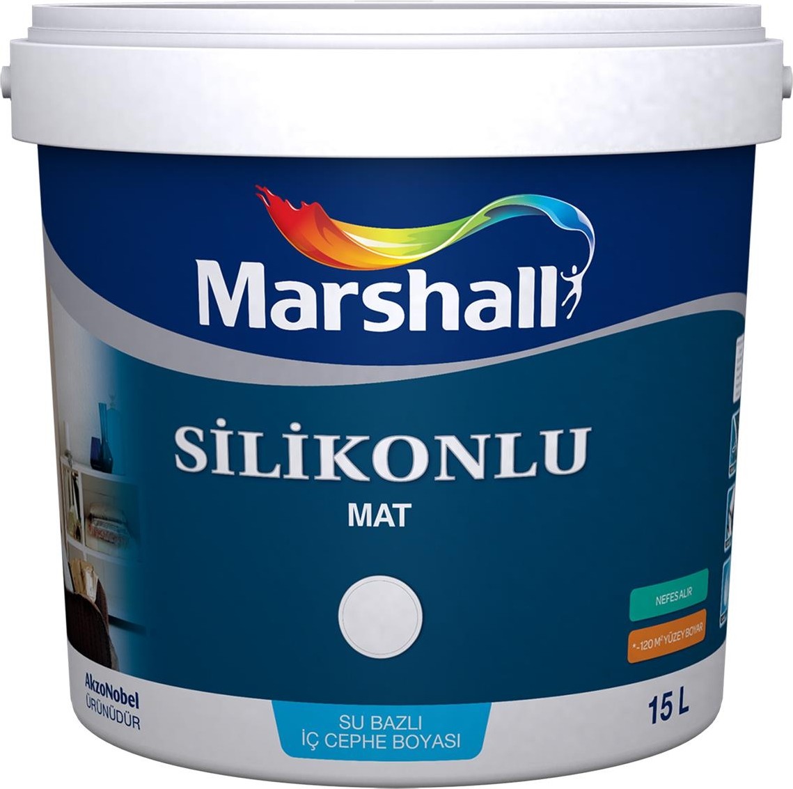 Silikonlu Mat Su Bazlı Iç Cephe Boyası 15 Litre