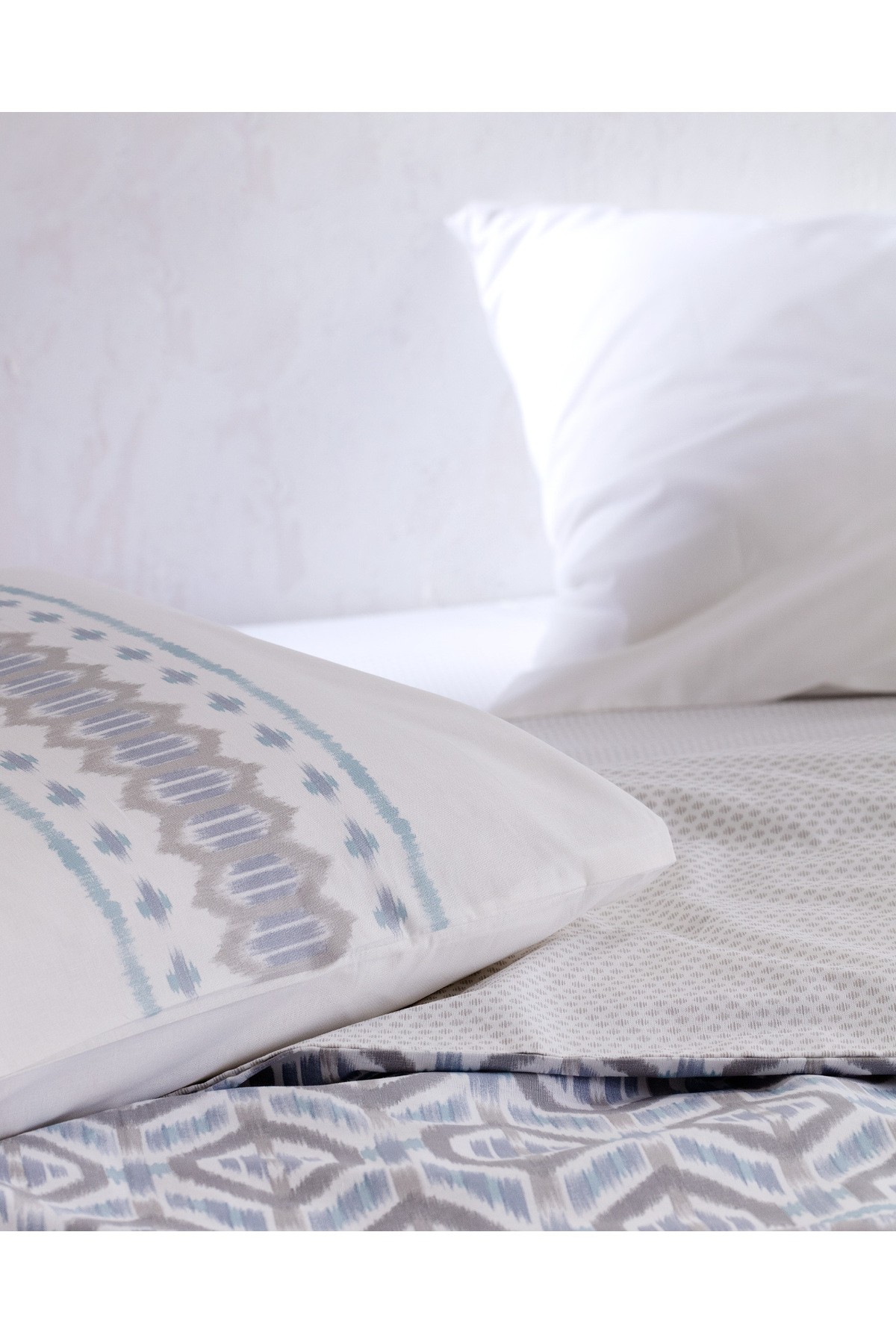Abrial King Size %100 Pamuk Ranforce Baskılı Nevresim Takımı - Gri/Mavi