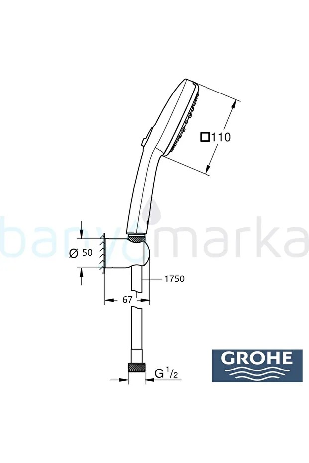 Tempesta Cube 110 3 Fonksiyonlu Mafsallı Duş Başlığı 27584003