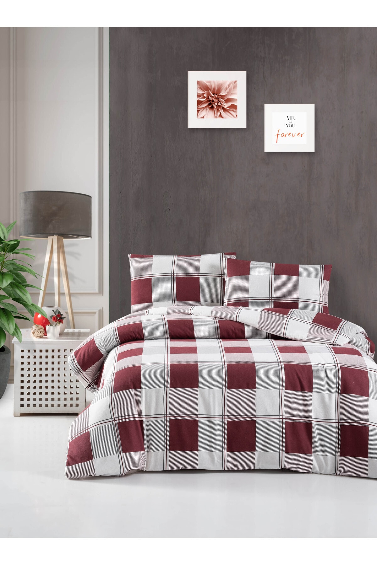 Cotton Collection Flanel Tek Kişilik Nevresim Takımı Red