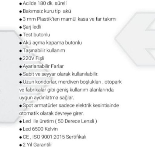 Acil Durum Aydınlatma Armatürü, 2X9F Ledli, Akülü