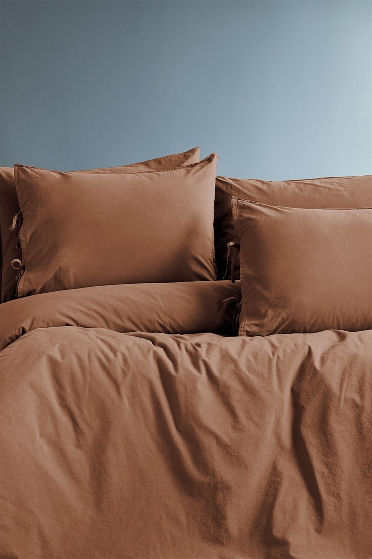 Savanna Yıkanmış %100 Pamuk Poplin Tarçın King Size Nevresim Takımı