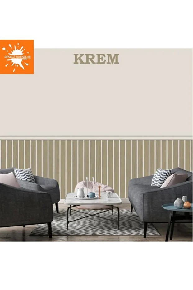 70cmx100cm 1 Adet Rustik Model Krem Yapışkanlı Vinil Duvar Kağıdı Çıta Lambiri Panel Desenli