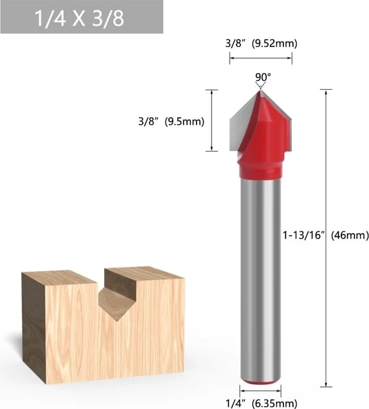03 1 Adet 1/4 "6.35MM 6mm Shank Freze Kesicisi Ahşap Oyma 90 V Tipi Planya Kesici Oyma Kanal Açma Araçları Yönlendirici Bit Seti Güvenlik (Yurt Dışından)