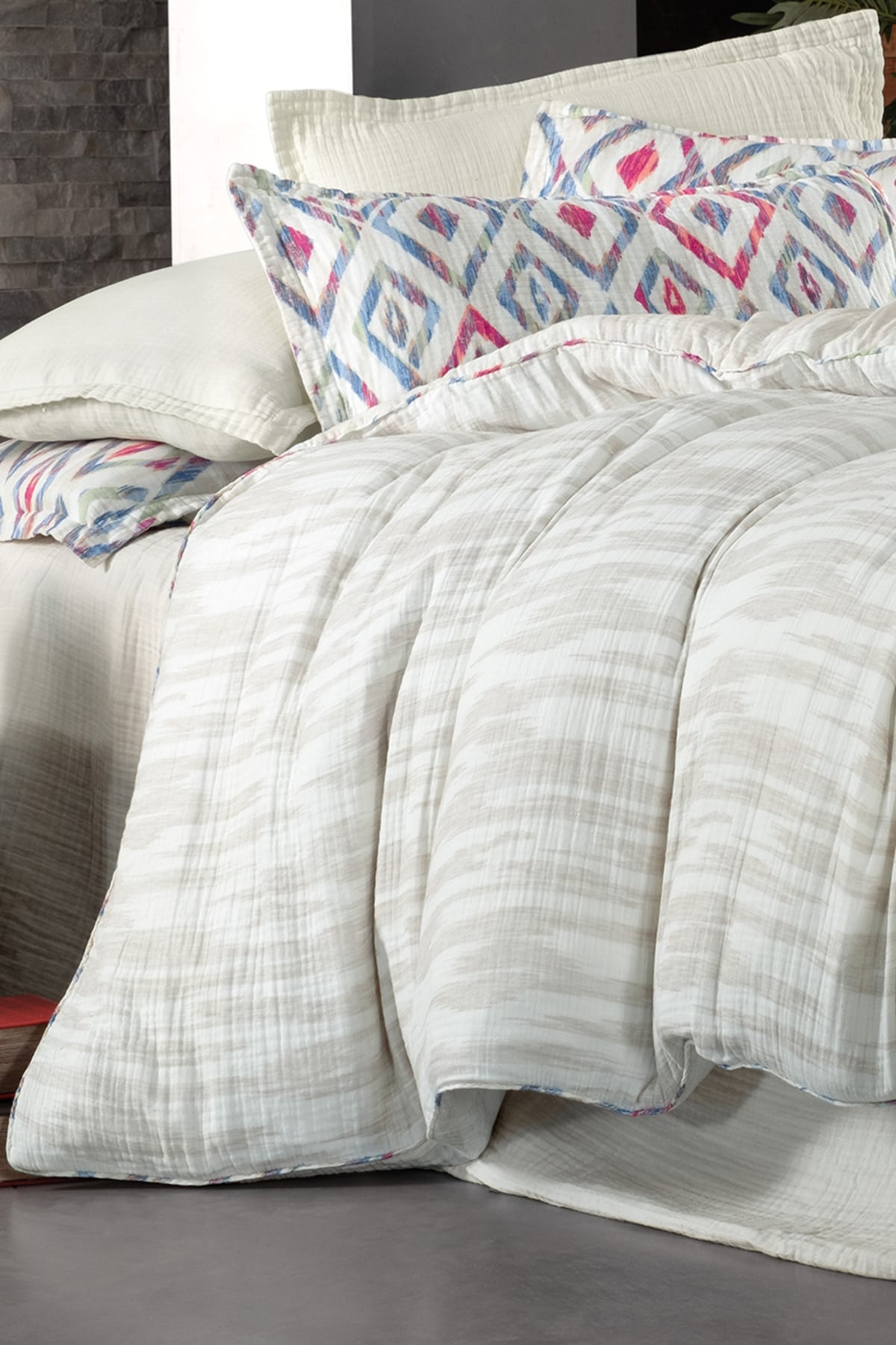 Mayorka Mavi Mood Comfort King Size (Battal Boy) %100 Pamuk Müslin Yıkamalı Nevresim Takımı