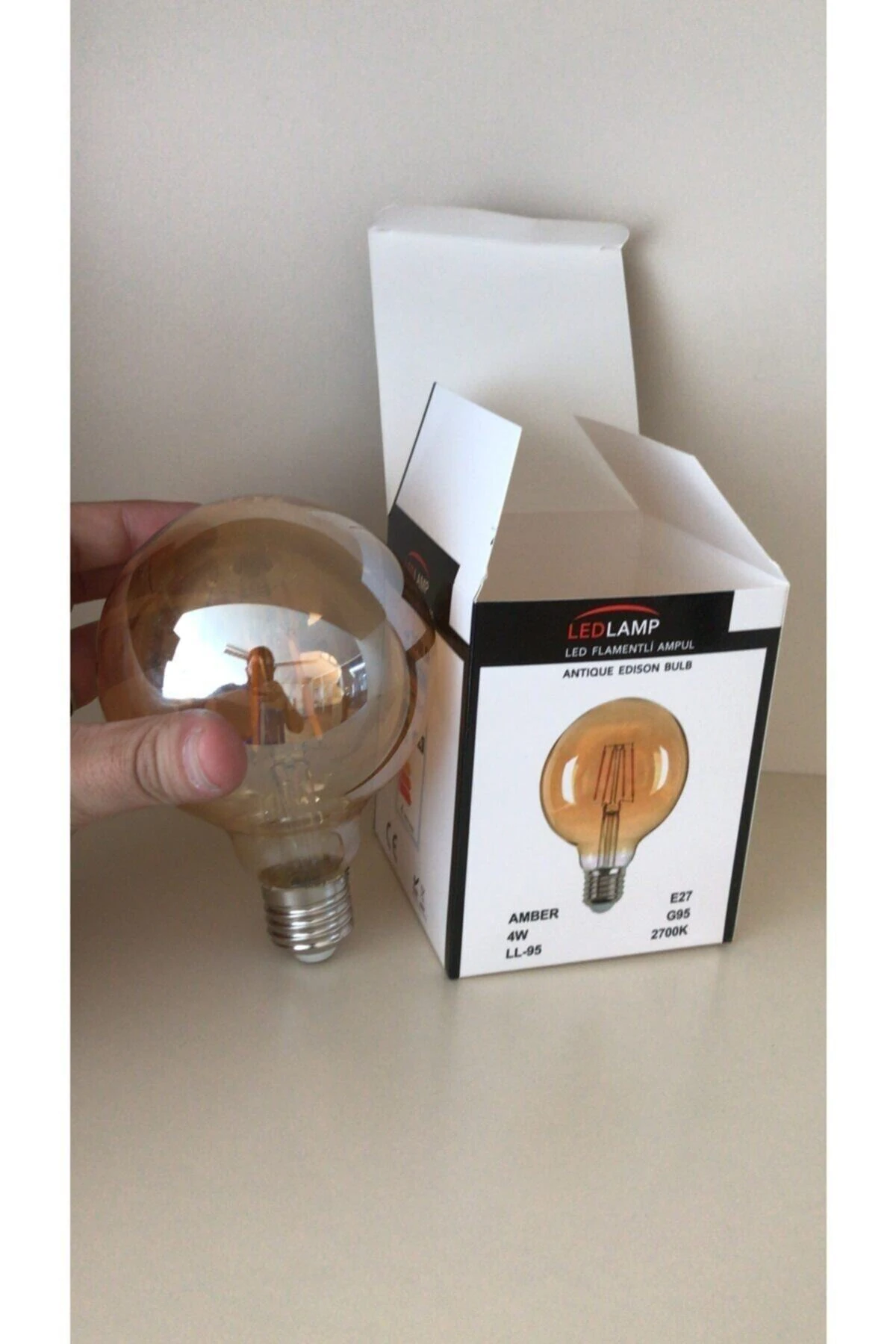 G95 Dekoratif Ampül - Rustik Led Ampül E27 Duy G95 Glop Model 4w