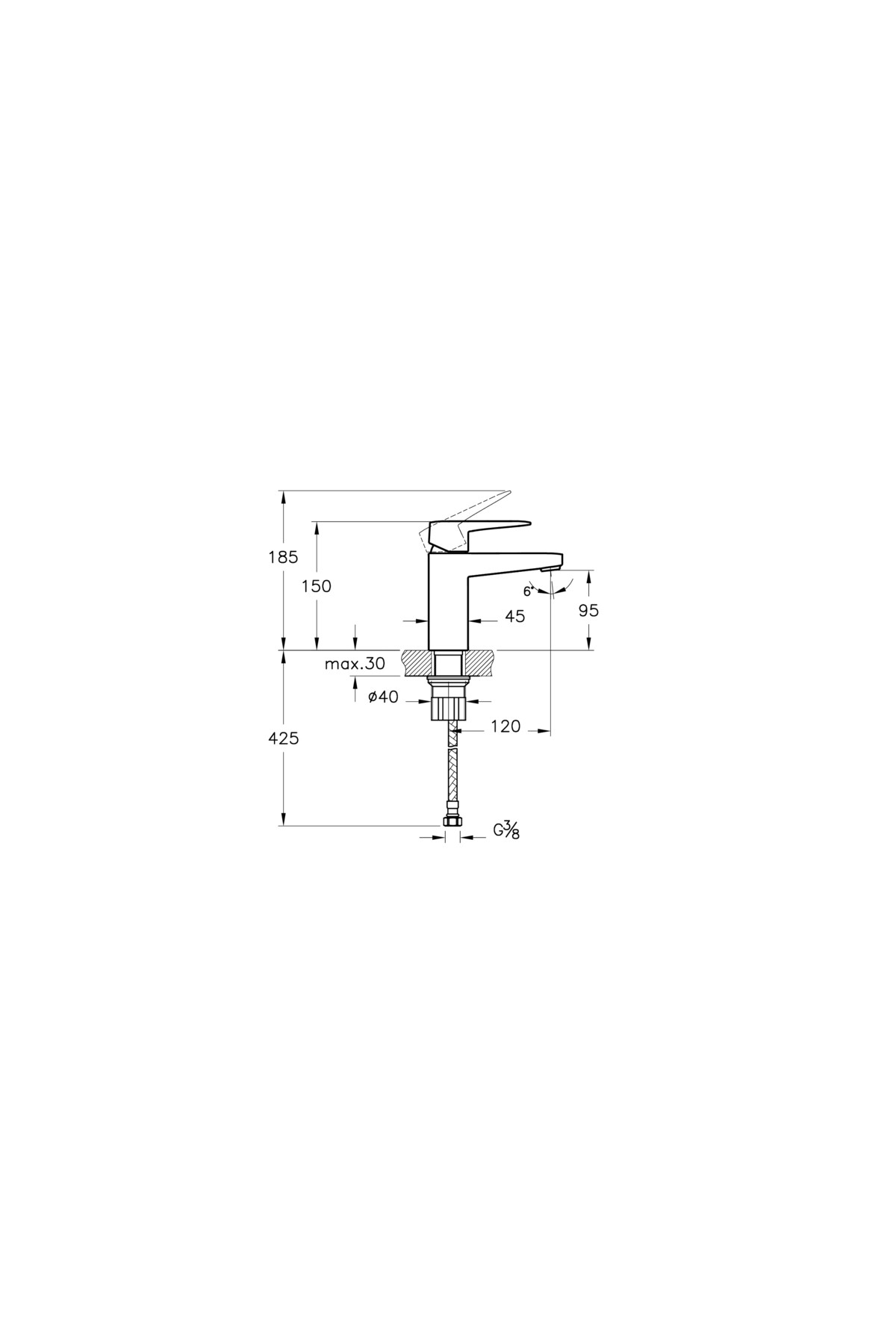 Root Square A4273234 Lavabo Bataryası, Fırçalı Nikel