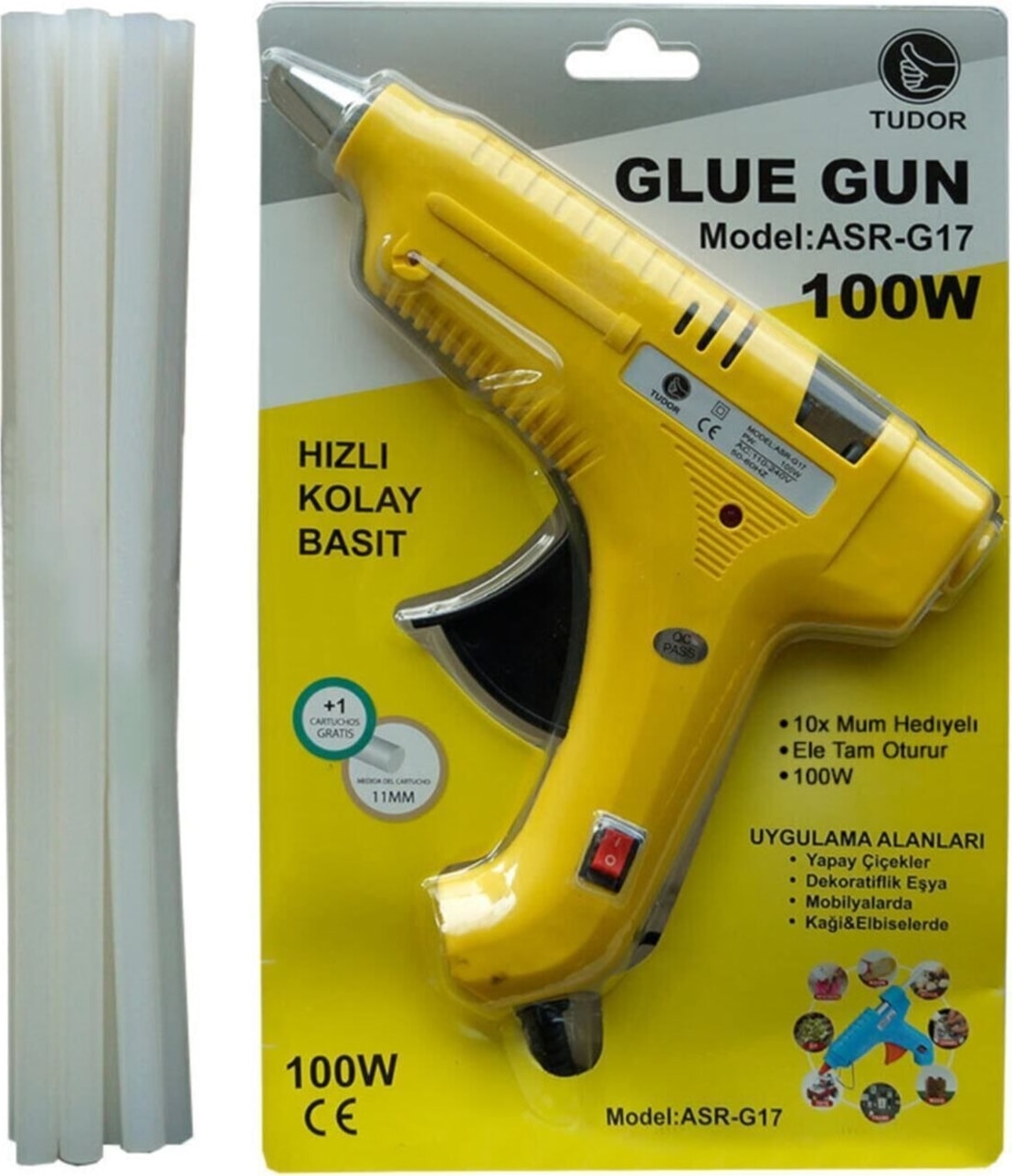 Sıcak Silikon Tabancası 100WATT 10 Adet 11 mm Silikon