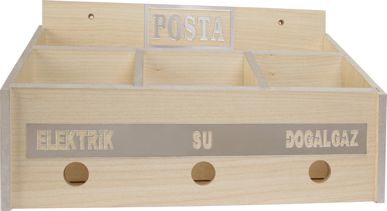 Ahşap Ortak Fatura ve Posta Kutusu 2 Renk Ceviz Akça