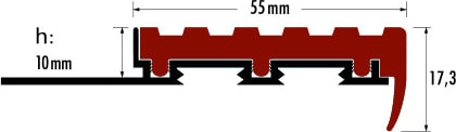 Alüminyum Merdiven Profili H:11.3mm W:55(Seramik Için Merdiven Bur.) Boy 2.7m
