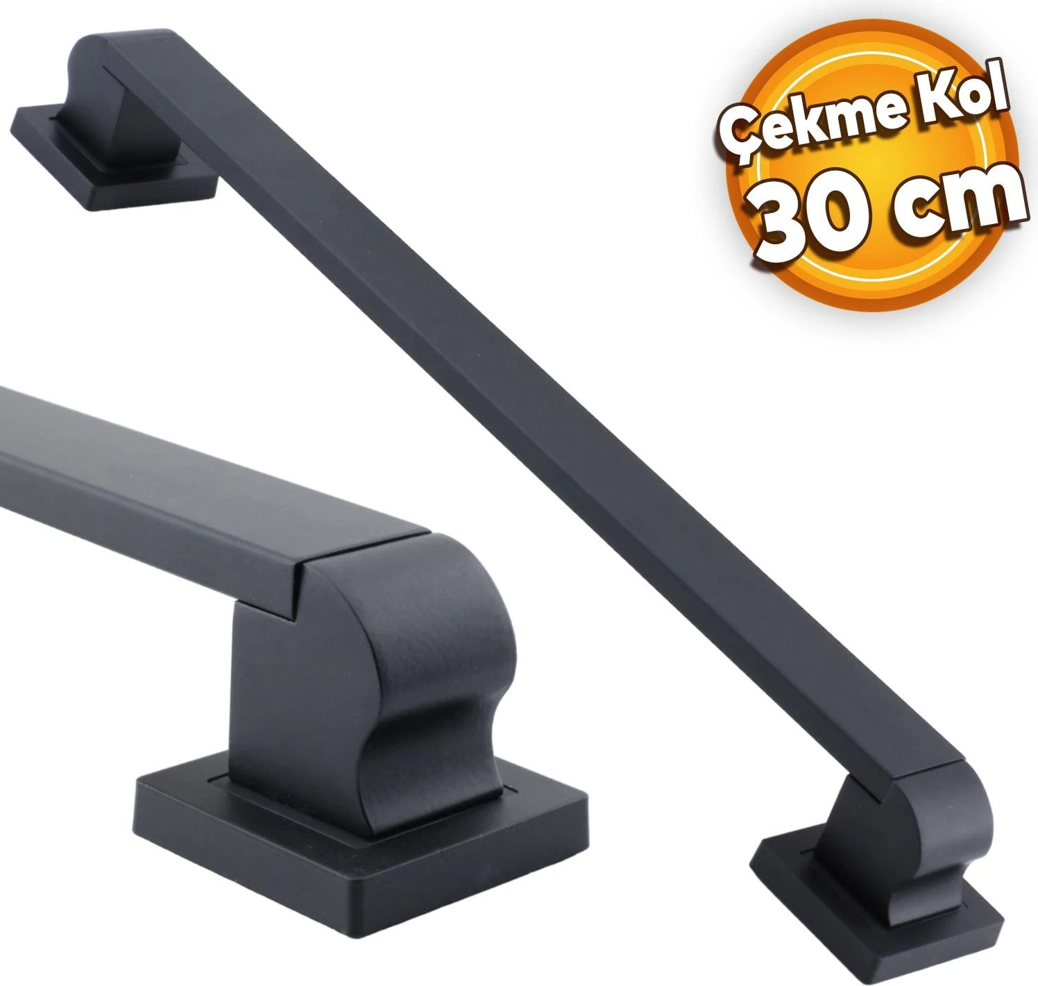 Bersel Çekme Kolu Çelik Kapı Dış Kapı Kolu Tutma Kulbu Siyah Kulp 30 cm