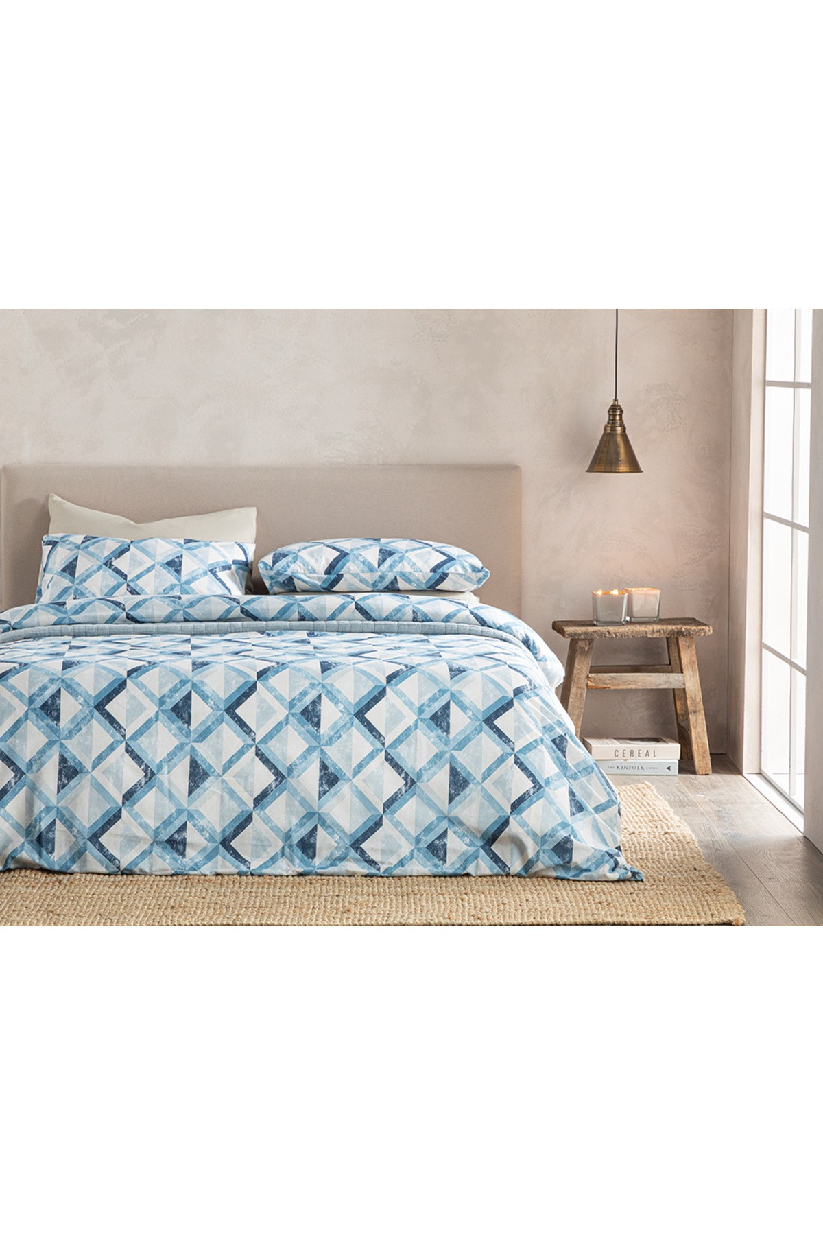 Cloudy Argyle Kolay Ütülenir Çift Kişilik Nevresim Takımı 200x220 Cm Mavi