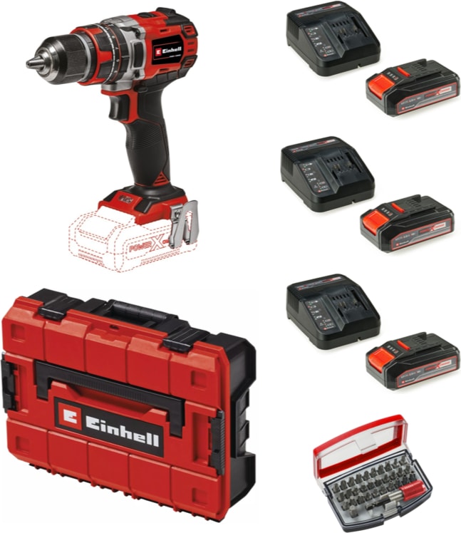 EİNHELL Tp-Cd 18/50 Li-I Bl Solo Akülü Vidalama Seti + 3 x 2.5 Ah Starter Kit (Bits Uç ve Çanta Dahil)