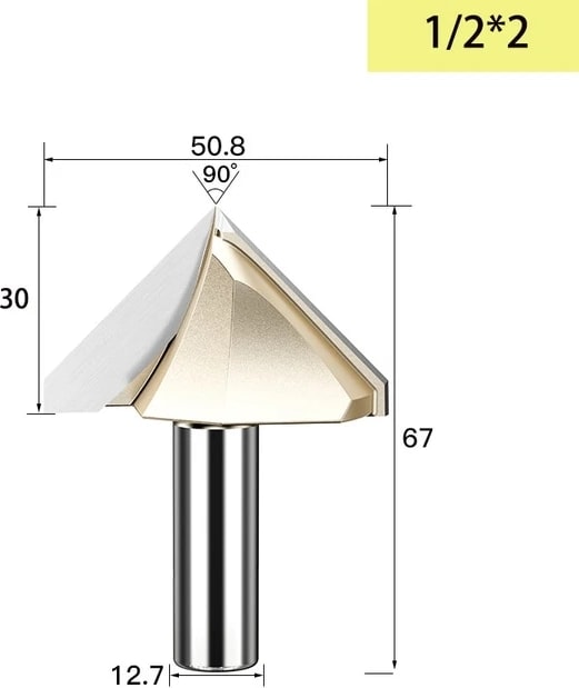 V00101 Tideway 90 Derece V Tipi Ağaç Işleme Freze Kesici Karbür Cnc Router Bit V Oluk Ahşap Mdf Kesme Planya Gravür (Yurt Dışından)