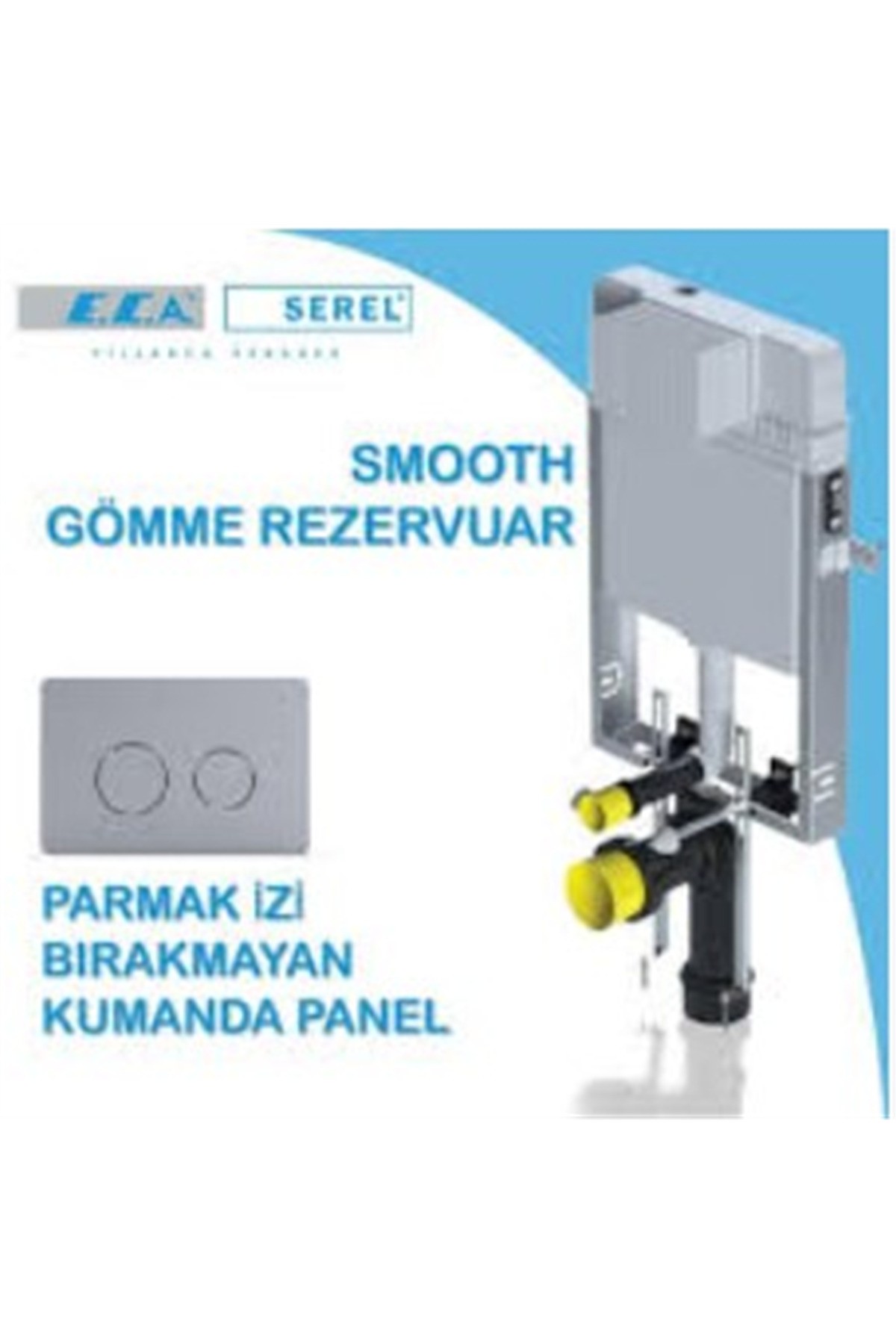 Serel 8 Cm Smooth Gömme Rezervuar+mat Buton Seti