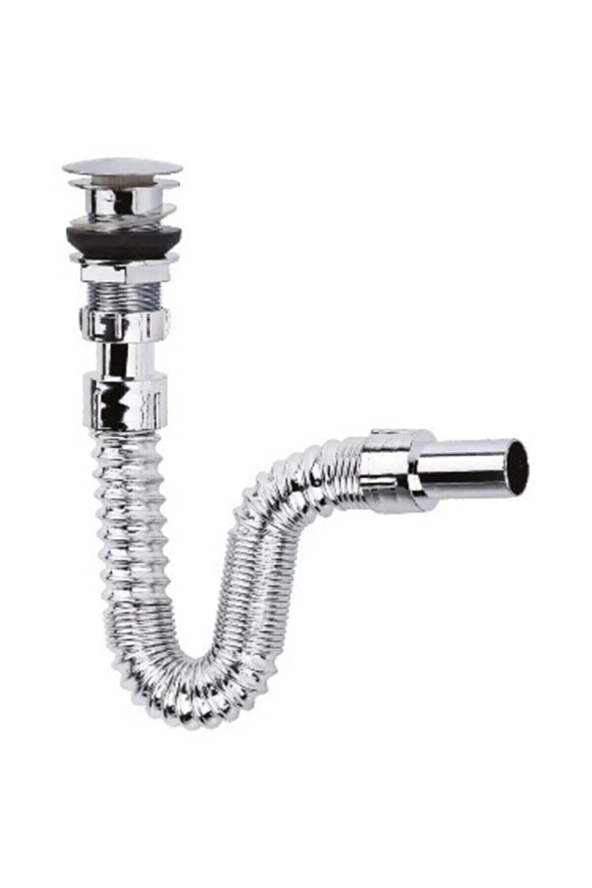 Krom Bas Çek Lavabo Sifonu, Su Tasarruflu, Modern Banyo ve Mutfak Sifonu