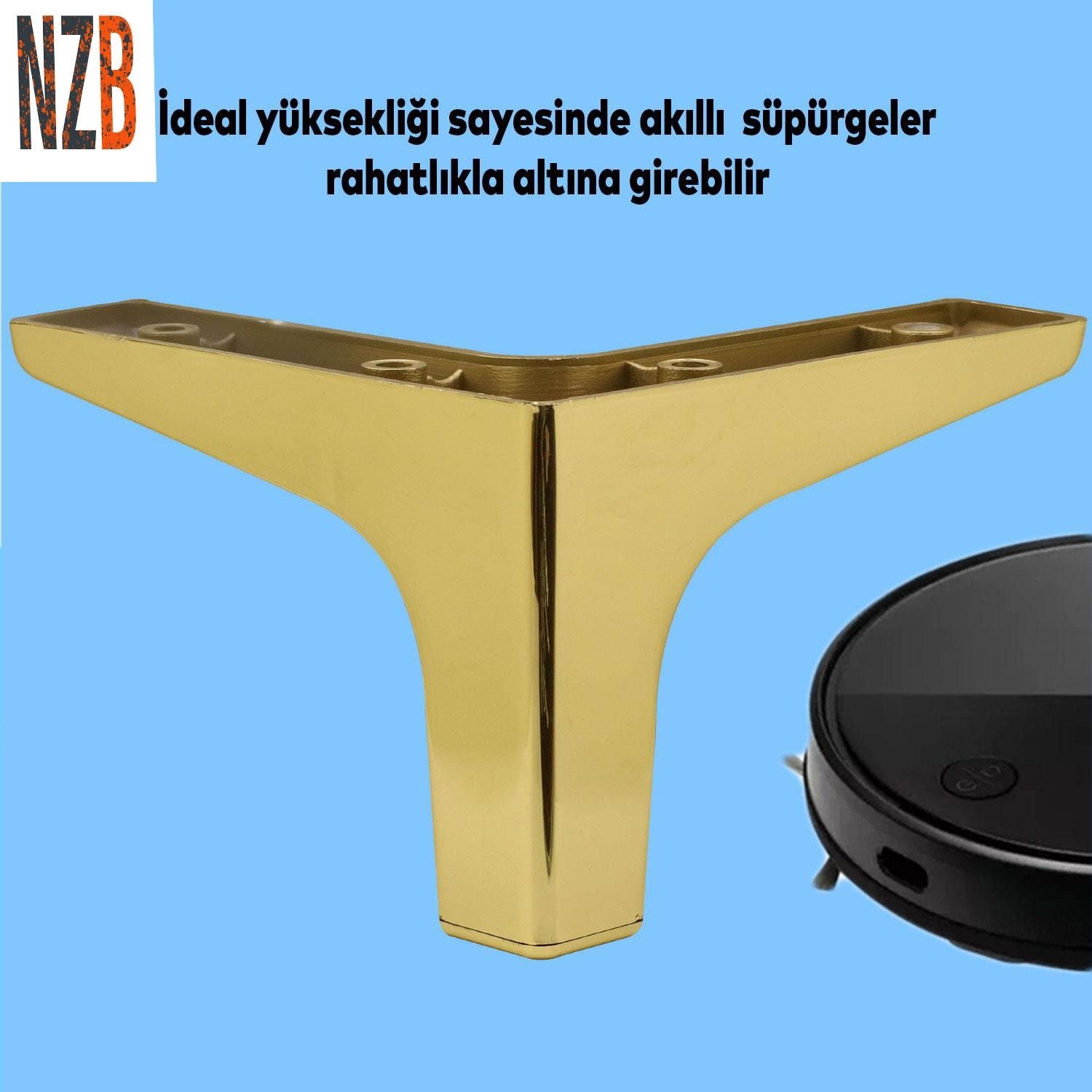 Lüks Mobilya Kanepe Sehpa Tv Ünitesi Koltuk Ayağı 10 cm Altın Gold Baza Ayak