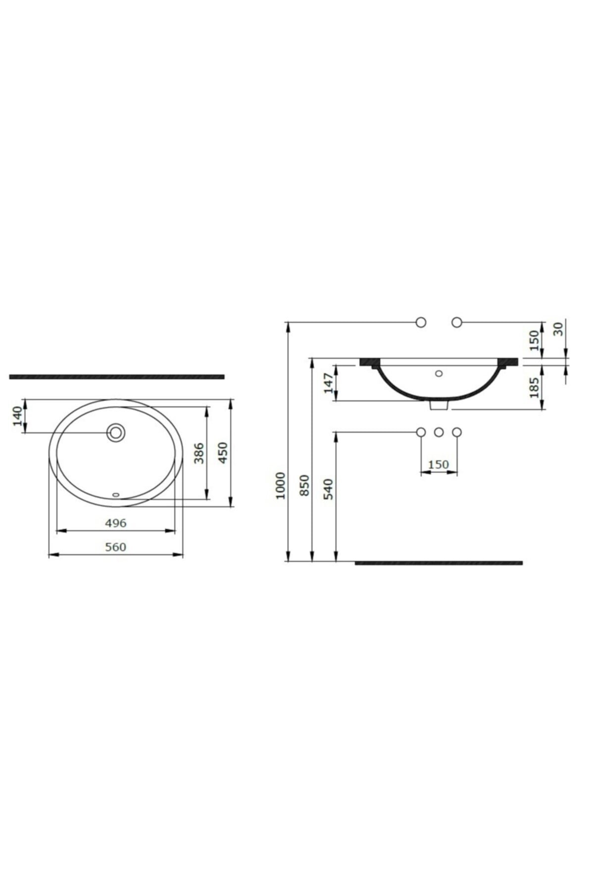 Parma Tezgah Altı Lavabo 56 Cm Parlak Beyaz 1384-001-0125 Sifon Kapak Hariç