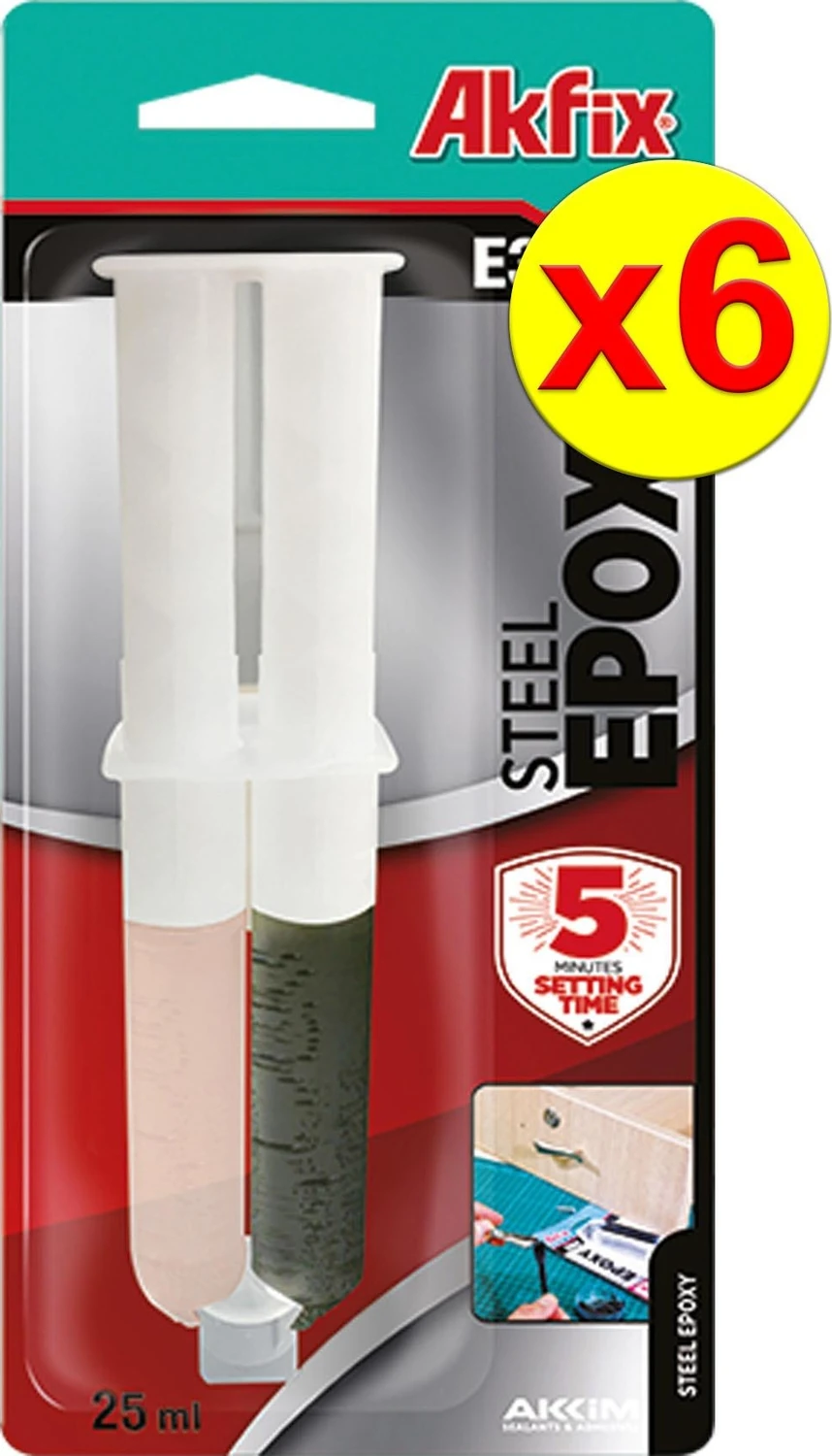 E350 Epoksi Çelik Yapıştırıcı Şırınga 25ML 6 Adet