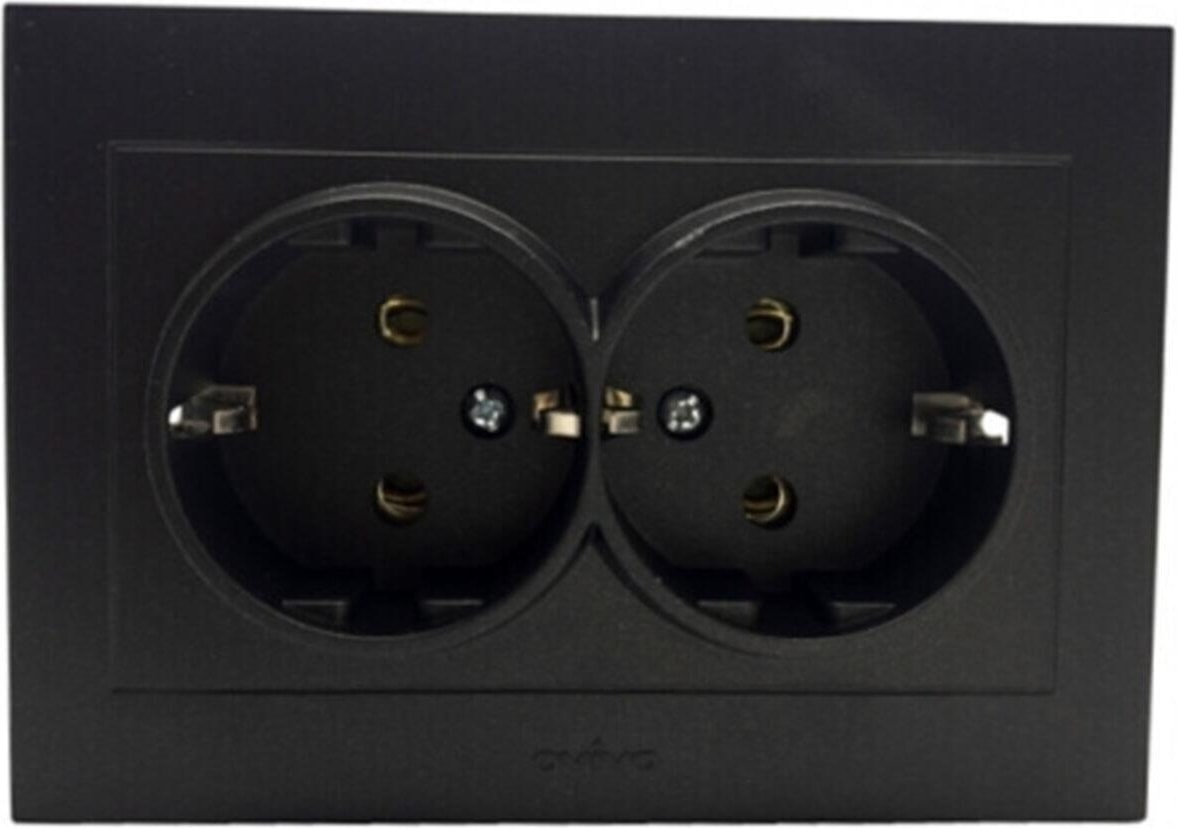 Grano Siyah Ikili Topraklı Priz Çerçeve Dahil