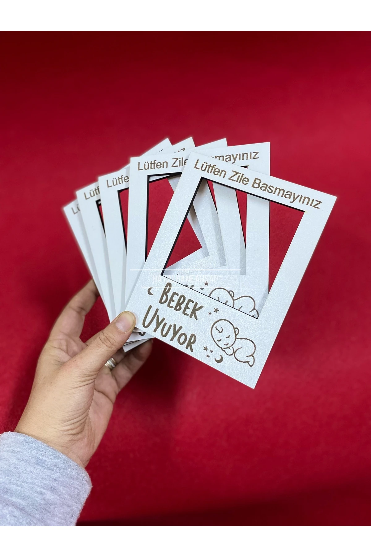 Bebek Uyuyor Lütfen Zile Basmayın Ahşap Kapı Zili Priz Süsü