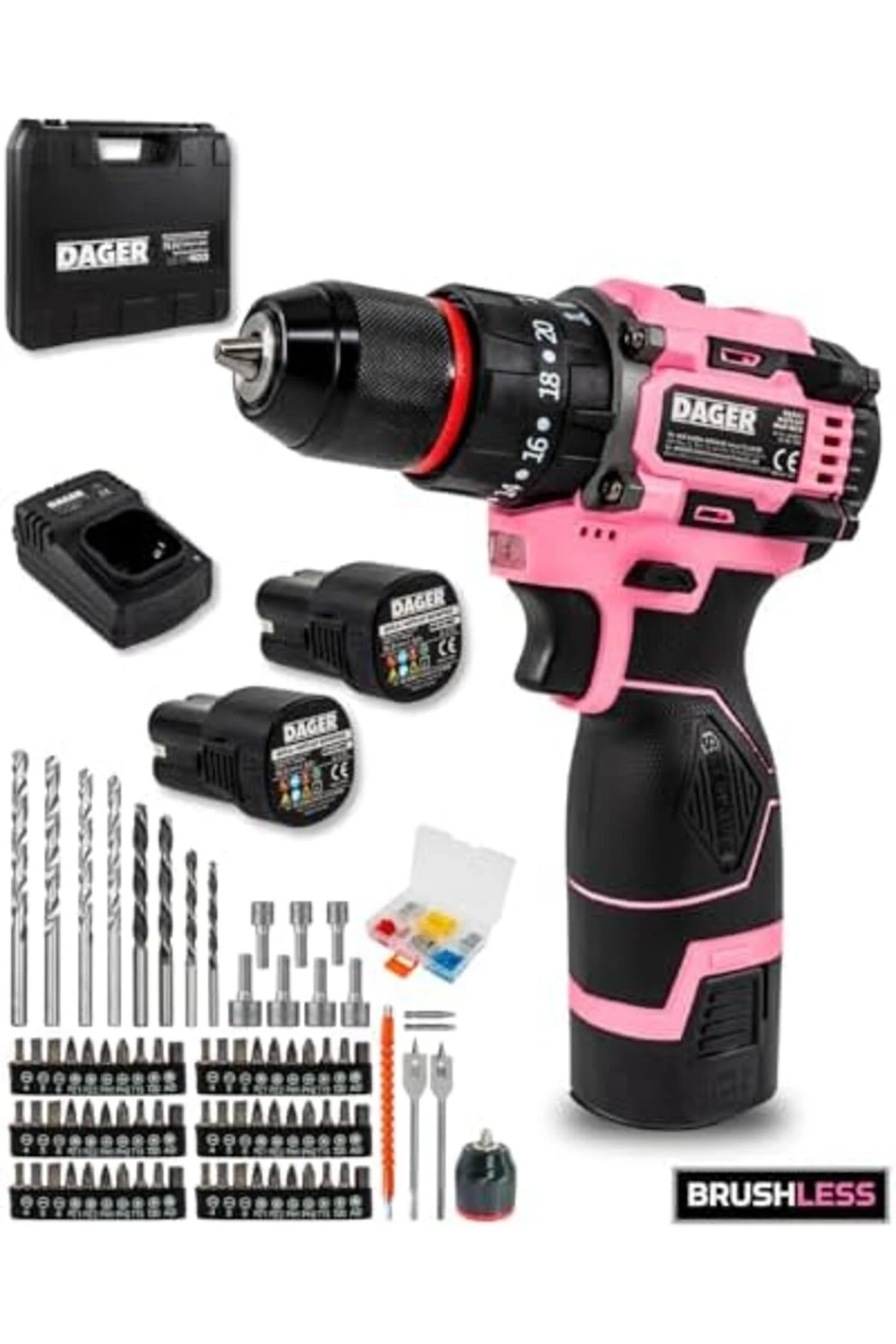 Dager NOVA 16.8V Kömürsüz Darbeli Şarjlı Matkap Vidalama Seti | 60Nm | Çift Akü + 85 Parça Aksesuar